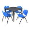 Regency Kahlo Square Table & Chair Sets, 36 W, 36 L, 29 H, Wood, Metal, Plastic Top, Grey TPL3636GYBK47BE - alternate 1